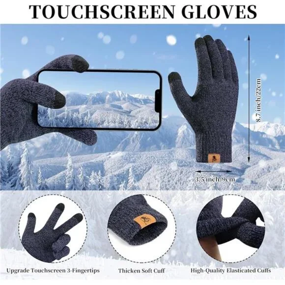 Women's Winter Warm Beanie Hat Touchscreen Gloves Long Scarf Set